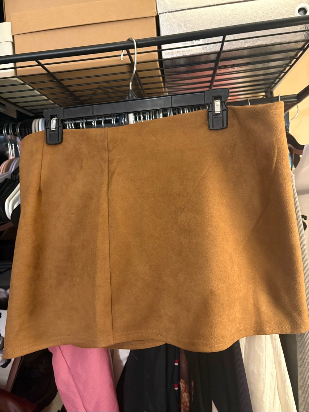 Women’s Faux Suede Mini Skirt - Camel